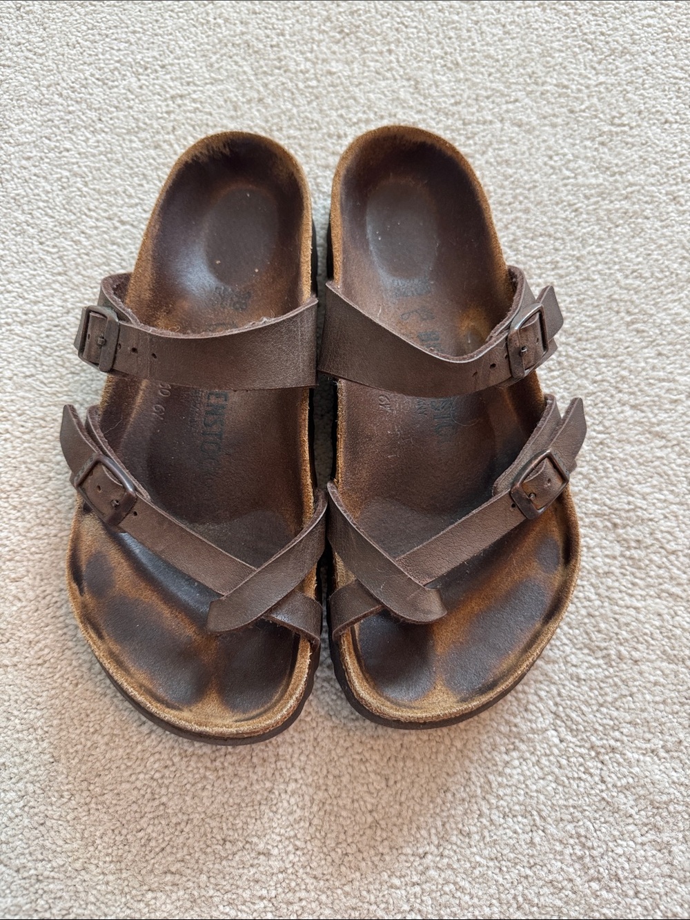 Birkenstock Brown Double-Strap Leather Sandals